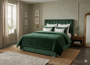 Pat tapitat stofa, Trendy verde smarald / 160x200