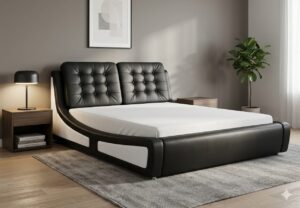Pat tapitat Figaro negru/alb 160x200
