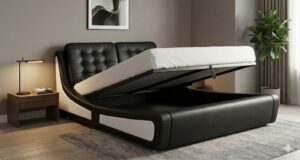 Pat tapitat Figaro negru/alb 140x200