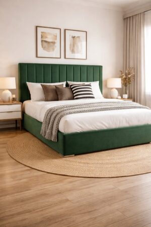 Pat tapitat stofa, Trendy verde smarald / 140x200